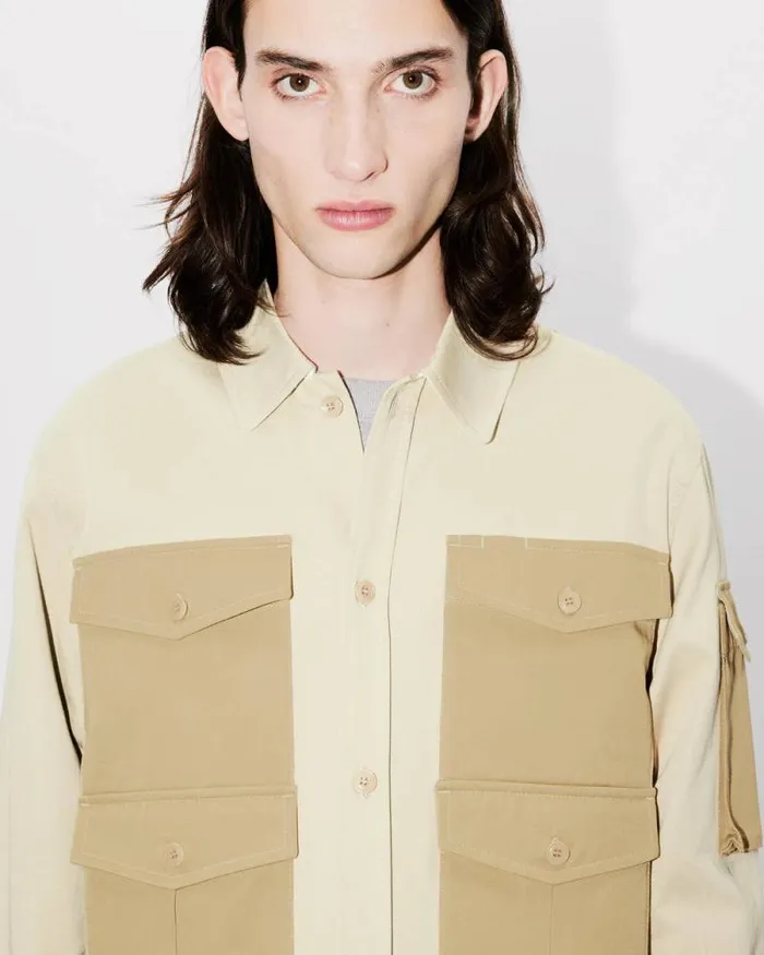 Men Cargo Shirt Beige Kenzo Shirts