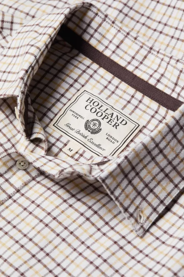 Men Classic Button Down Shirt Cheltenham Camel Check Holland Cooper Shirts