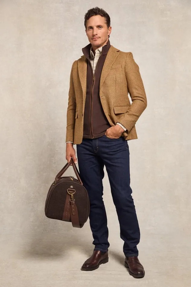 Men Classic Button Down Shirt Cheltenham Camel Check Holland Cooper Shirts