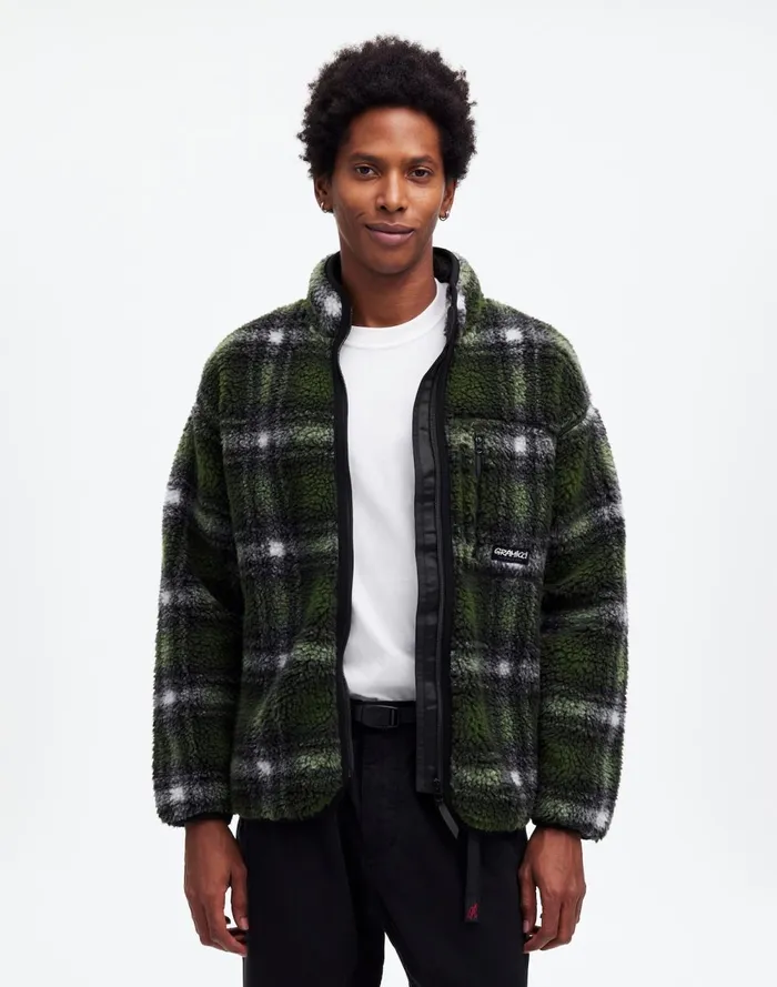 Men Coats Jackets Madewell Gramicci Shadow Plaid Sherpa Jacket Olive Shadow Plaid