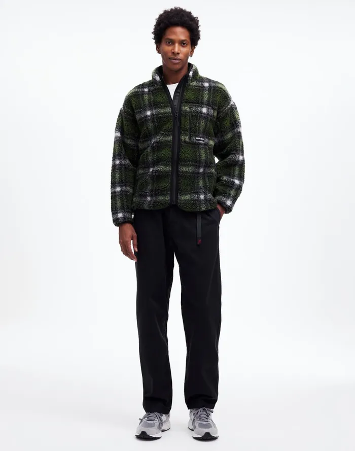 Men Coats Jackets Madewell Gramicci Shadow Plaid Sherpa Jacket Olive Shadow Plaid