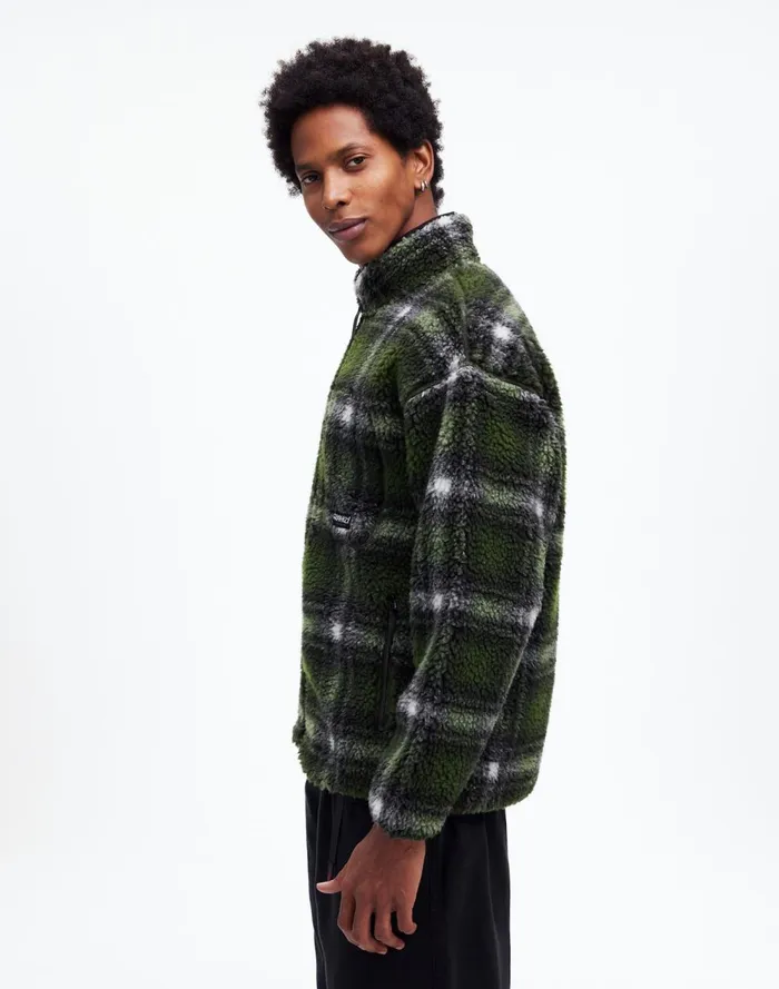 Men Coats Jackets Madewell Gramicci Shadow Plaid Sherpa Jacket Olive Shadow Plaid