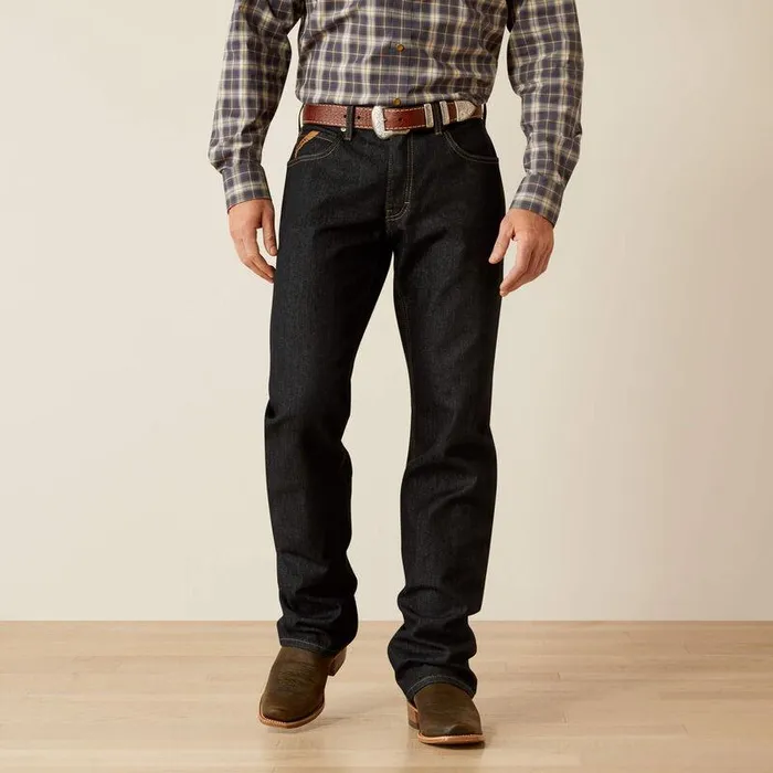 Men Denim Ariat M4 Relaxed Blade Relentless Boot Cut Jeans Rinse