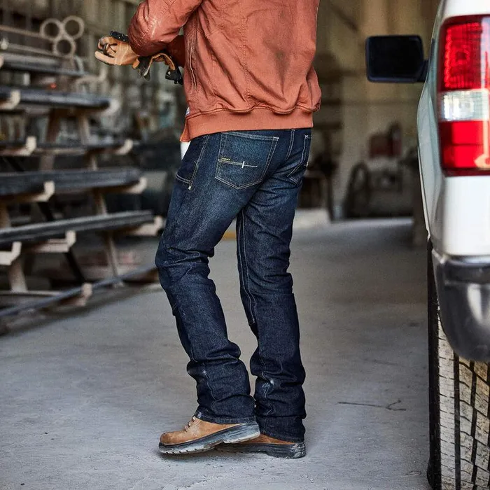 Men Denim Ariat Rebar M5 Straight DuraStretch Basic Double Front Stackable Straight Leg Jean Blackstone
