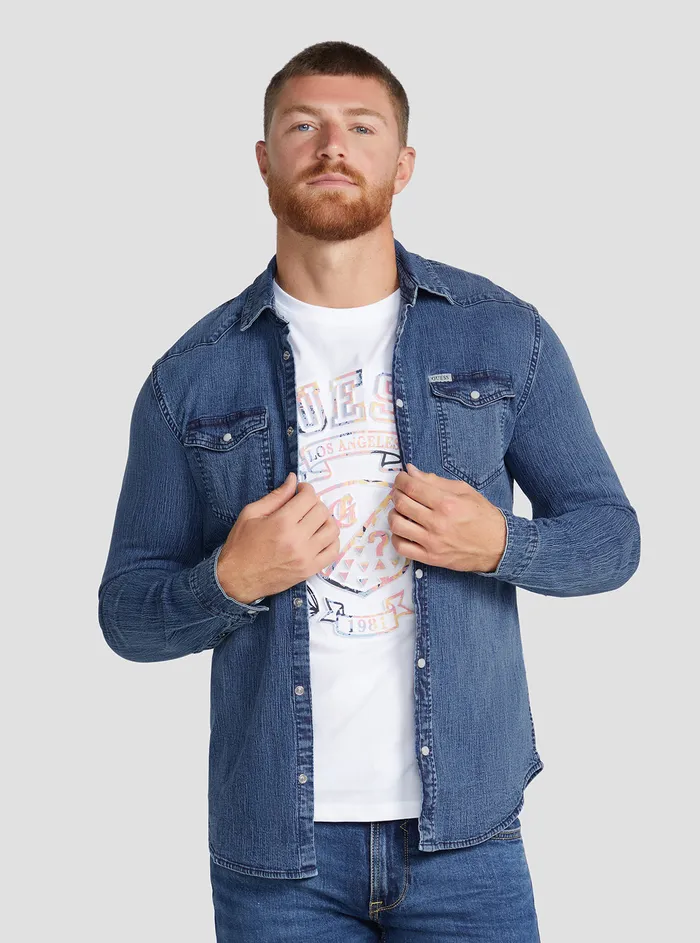 Men Denim GUESS Eco Denim Truckee Shirt Men Denim GUESS Eco Denim Truckee Shirt