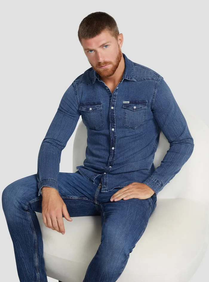 Men Denim GUESS Eco Denim Truckee Shirt Men Denim GUESS Eco Denim Truckee Shirt