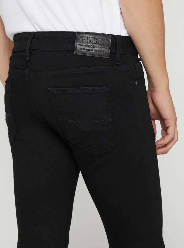 Men Denim GUESS Eco Lowrise Skinny Miami Denim Jeans In Carry Black Wash Men Denim GUESS Eco Lowrise Skinny Miami Denim Jeans In Carry Black Wash