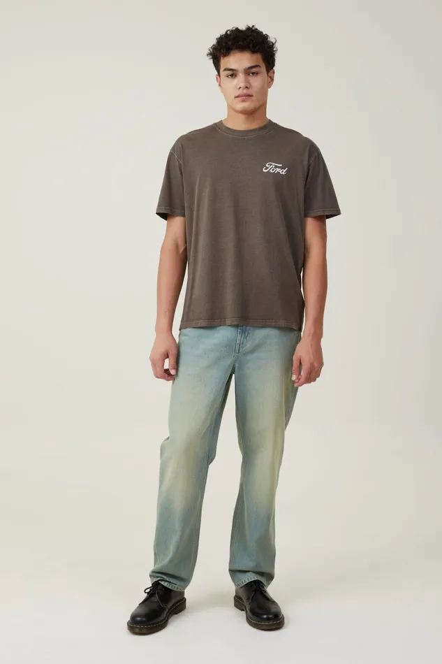 Men Graphic TShirts Cotton On Ford Loose Fit TShirt Lcn For Washed Chocolatebronco Blueprint