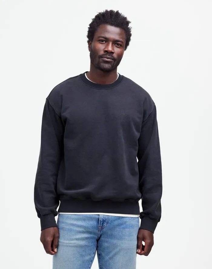 Men Hoodies and Sweatshirts Madewell The McCarren Midweight Crewneck Sweatshirt True Black