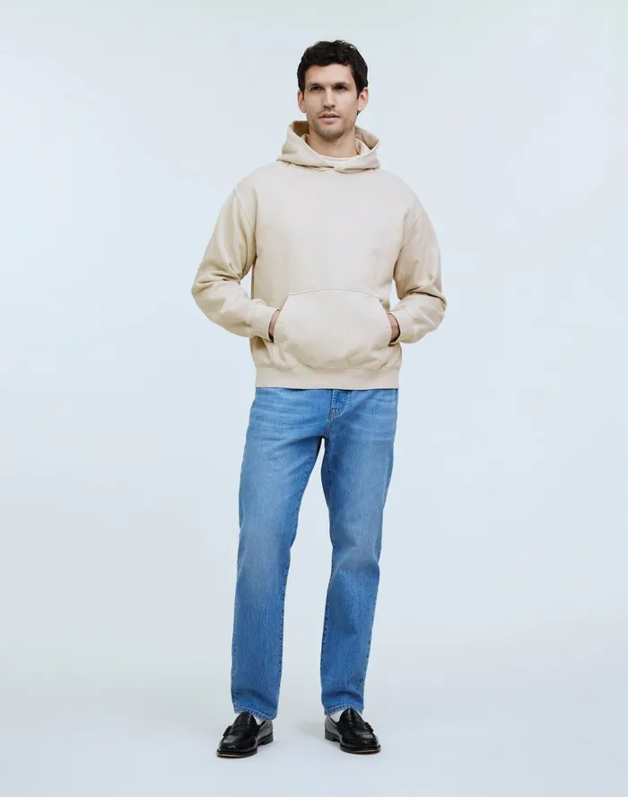 Men Hoodies and Sweatshirts Madewell The McCarren Midweight Hoodie Sweatshirt Bleached Canvas