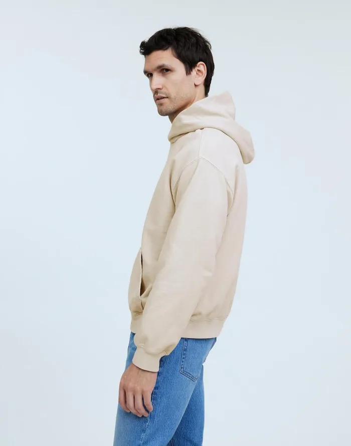 Men Hoodies and Sweatshirts Madewell The McCarren Midweight Hoodie Sweatshirt Bleached Canvas