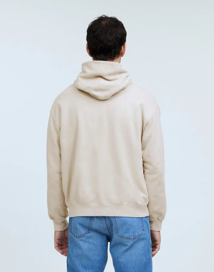 Men Hoodies and Sweatshirts Madewell The McCarren Midweight Hoodie Sweatshirt Bleached Canvas