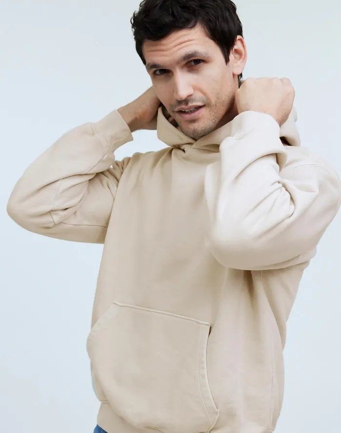 Men Hoodies and Sweatshirts Madewell The McCarren Midweight Hoodie Sweatshirt Bleached Canvas
