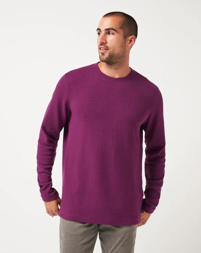 Men Hoodies and Sweatshirts TravisMathew BURNLEY CLOUD WAFFLE CREW Claret