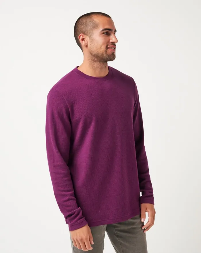 Men Hoodies and Sweatshirts TravisMathew BURNLEY CLOUD WAFFLE CREW Claret