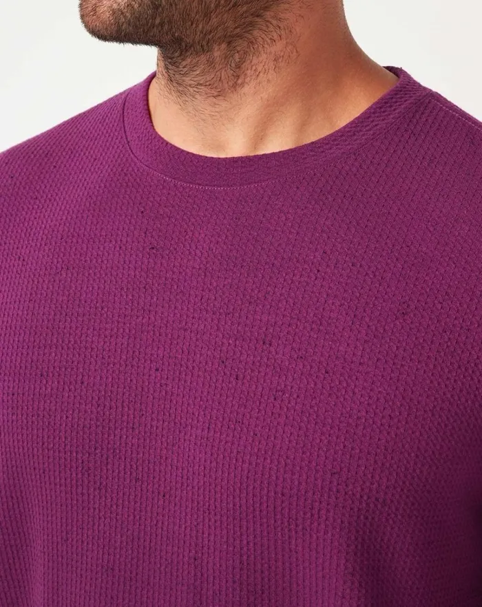 Men Hoodies and Sweatshirts TravisMathew BURNLEY CLOUD WAFFLE CREW Claret