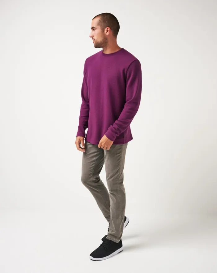 Men Hoodies and Sweatshirts TravisMathew BURNLEY CLOUD WAFFLE CREW Claret