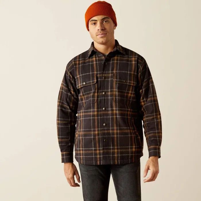 Men Jackets and Vests Ariat Hawthorn Retro Shirt Jacket Black