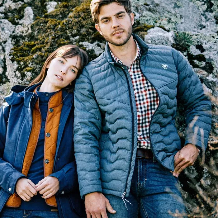Men Jackets and Vests Ariat Ideal Down Jacket Charcoal Heather