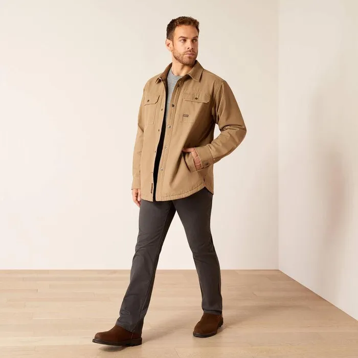 Men Jackets and Vests Ariat Rebar Canvas Shirt Jacket Khaki Men Jackets and Vests Ariat Rebar Canvas Shirt Jacket Khaki