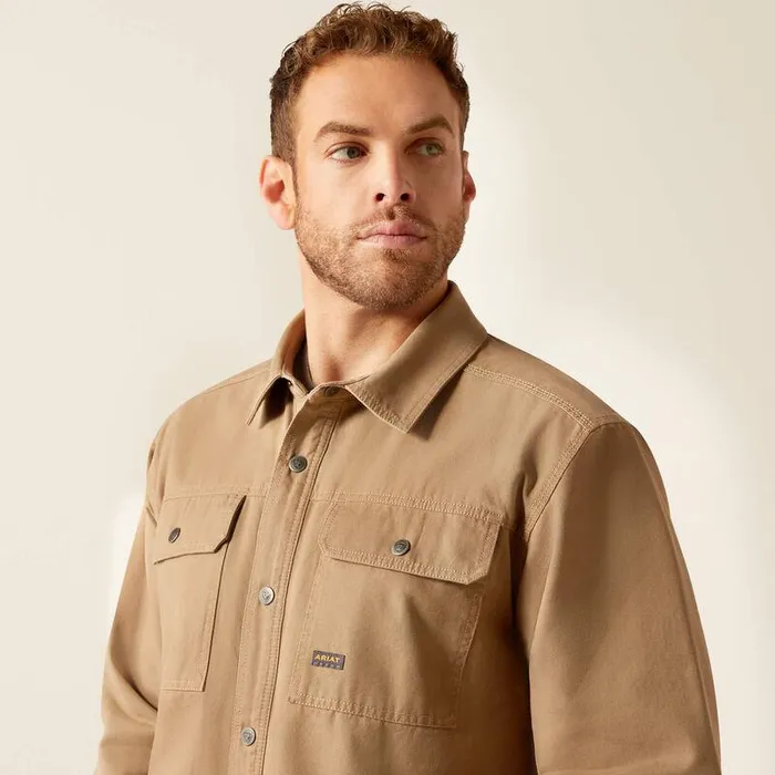 Men Jackets and Vests Ariat Rebar Canvas Shirt Jacket Khaki Men Jackets and Vests Ariat Rebar Canvas Shirt Jacket Khaki
