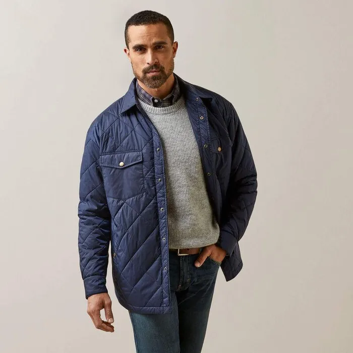 Men Jackets and Vests Ariat Stinson Shirt Jacket Navy