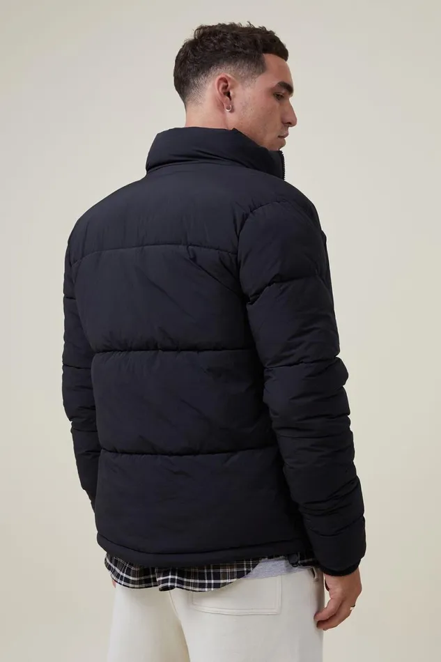 Men Jackets Cotton On Recycled Puffer Jacket Black