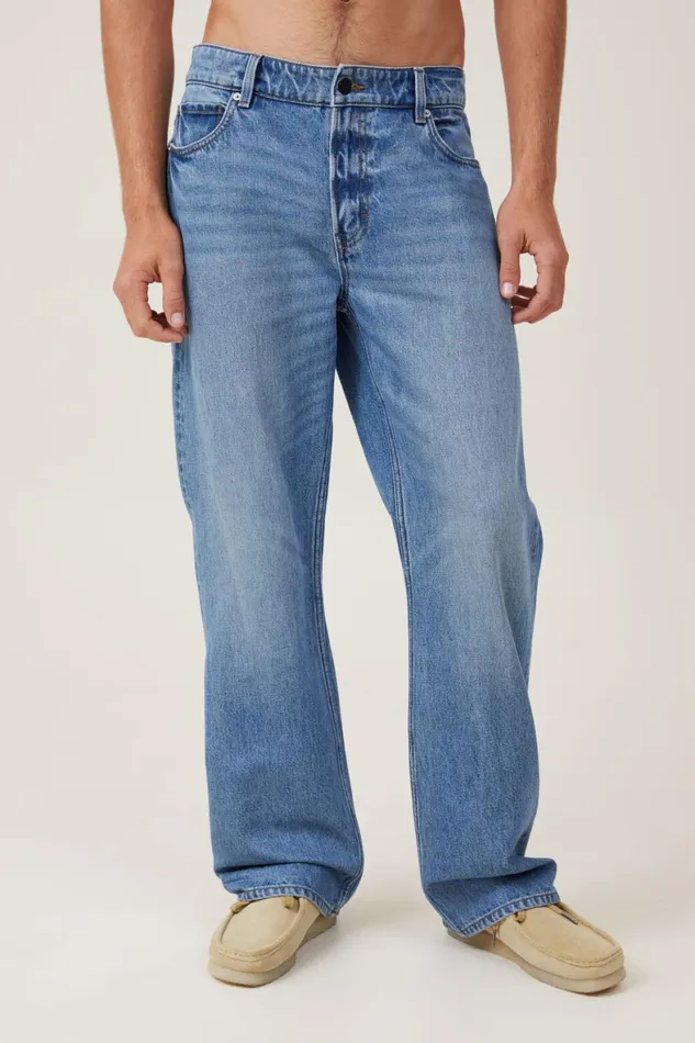 Men Jeans Cotton On Relaxed Boot Cut Jean Supernova Blue