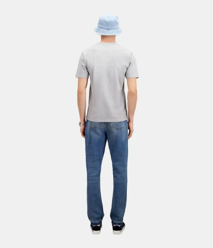 Men Light Grey Tshirt With Skull Heart Serigraphy THE KOOPLES Tshirts