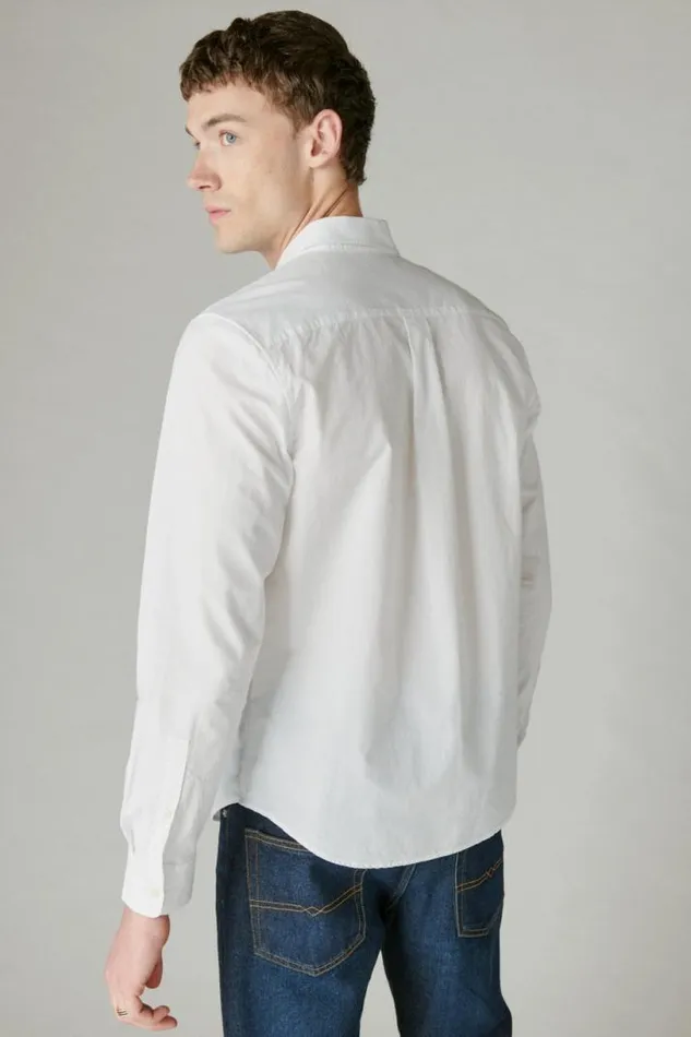 Men Lucky Brand ButtonDowns Poplin One Pocket Long Sleeve Shirt Shirt White