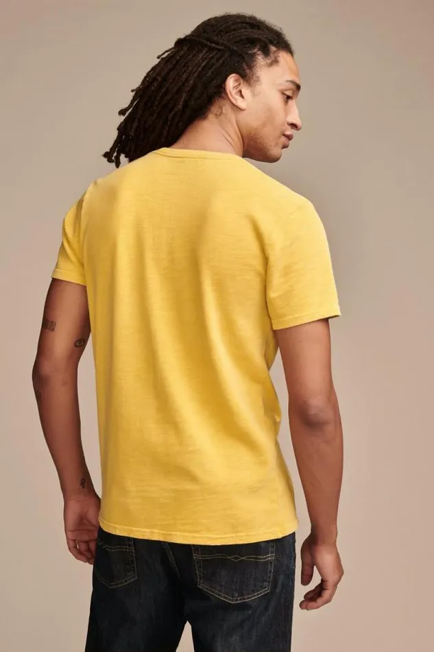 Men Lucky Brand Graphic Tees Acdc Back In Black Yolk Yellow