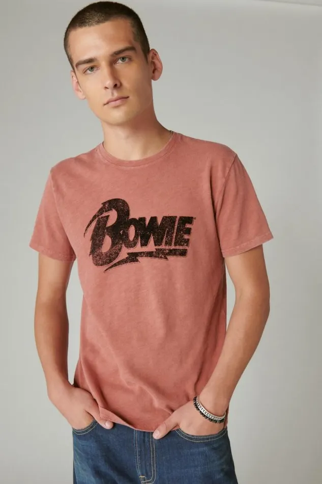 Men Lucky Brand Graphic Tees Bowie Logo Tee Dusty Cedar