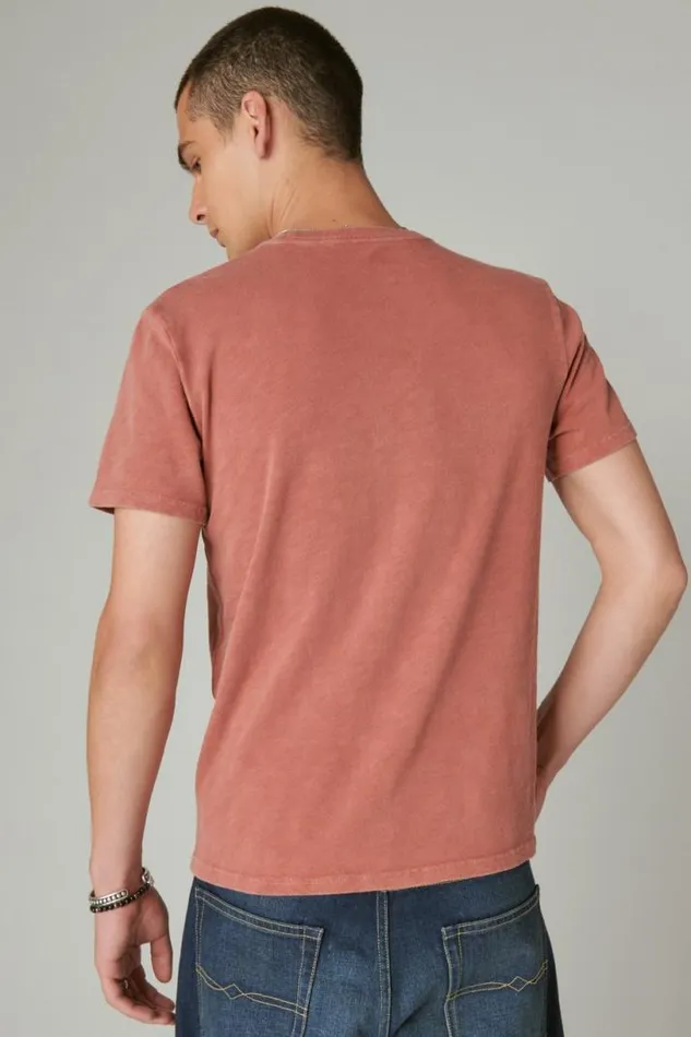 Men Lucky Brand Graphic Tees Bowie Logo Tee Dusty Cedar