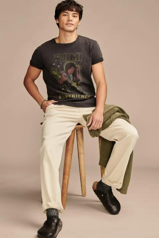 Men Lucky Brand Graphic Tees Jimi Hendrix Jet Black