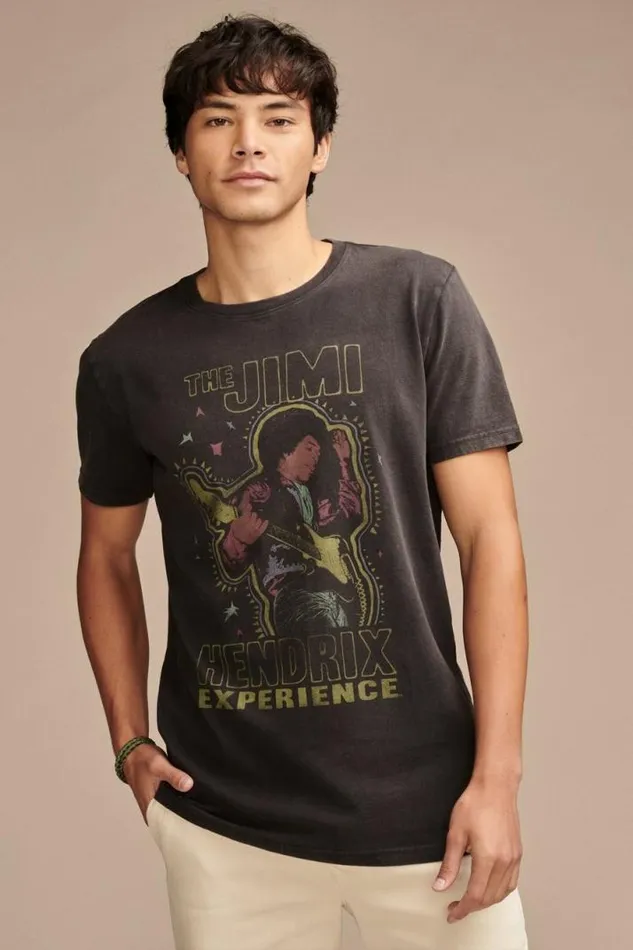Men Lucky Brand Graphic Tees Jimi Hendrix Jet Black Men Lucky Brand Graphic Tees Jimi Hendrix Jet Black