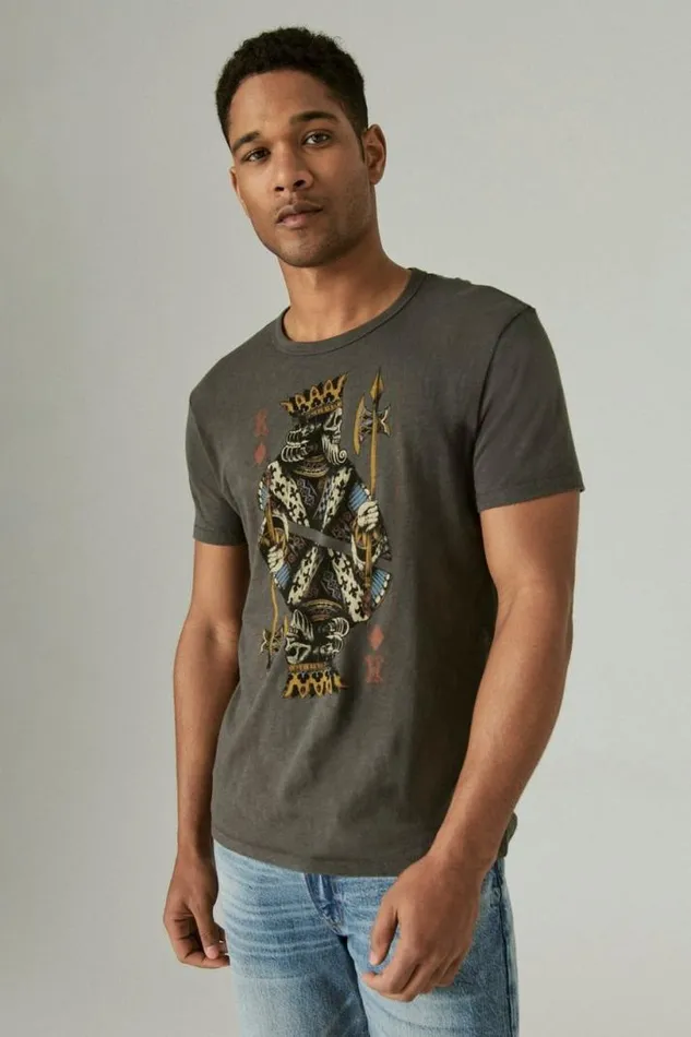 Men Lucky Brand Graphic Tees King Of Diamonds Tee Black Mountain