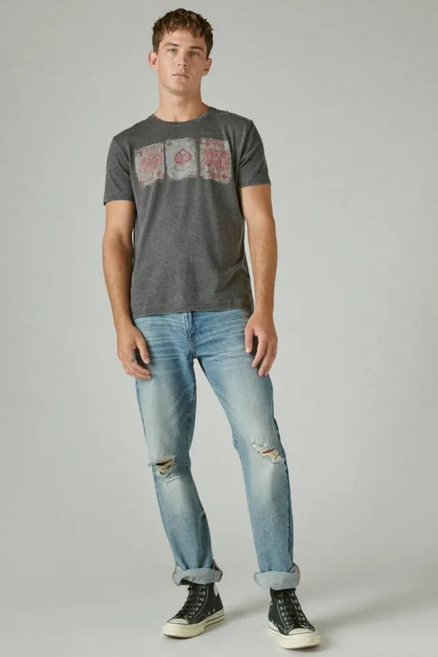 Men Lucky Brand Graphic Tees Poker Cards Tee Jet Black Men Lucky Brand Graphic Tees Poker Cards Tee Jet Black