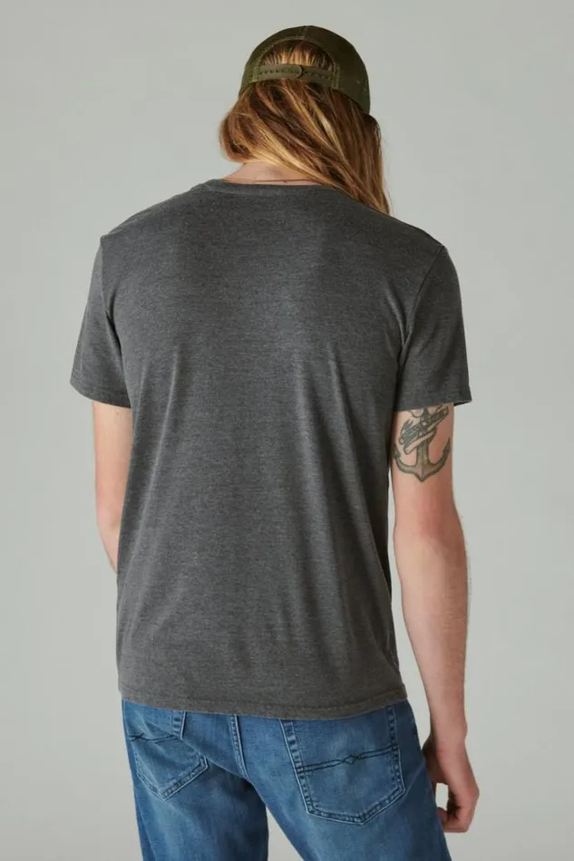 Men Lucky Brand Graphic Tees Rocker Bear Graphic Tee Jet Black