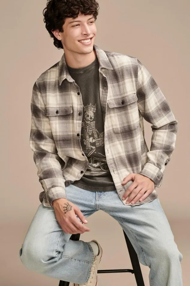 Men Lucky Brand Graphic Tees Skeleton Biker Tee Raven