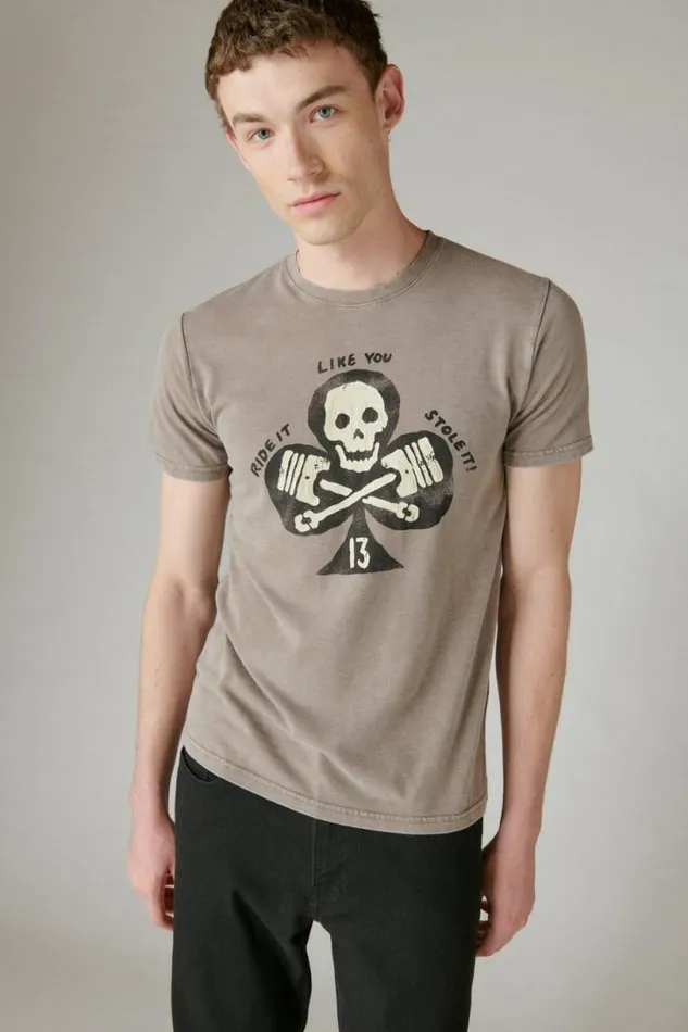 Men Lucky Brand Graphic Tees Skull Club Tee Falcon
