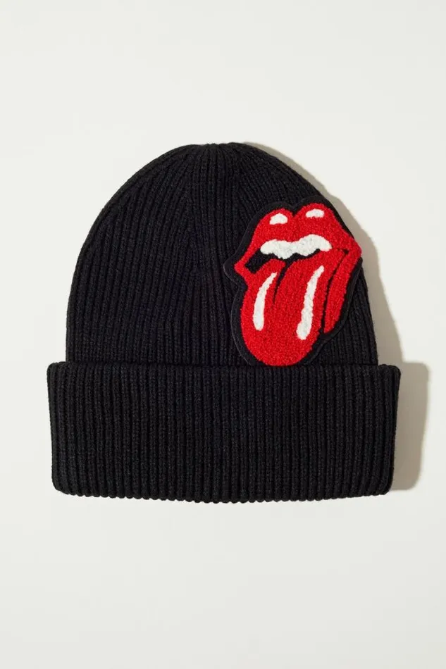 Men Lucky Brand Hats Rolling Stones Beanie Black