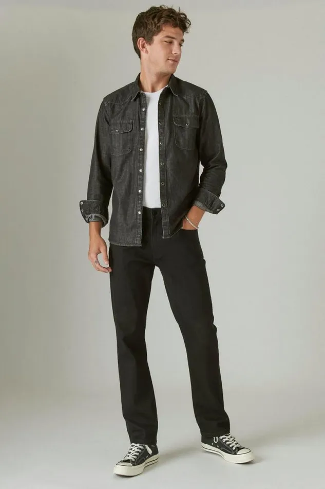 Men Lucky Brand Jeans 223 Straight Advanced Stretch Jean Black Rinse