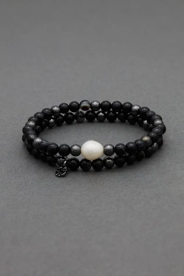 Men Lucky Brand Jewelry Beaded Bracelet Silver