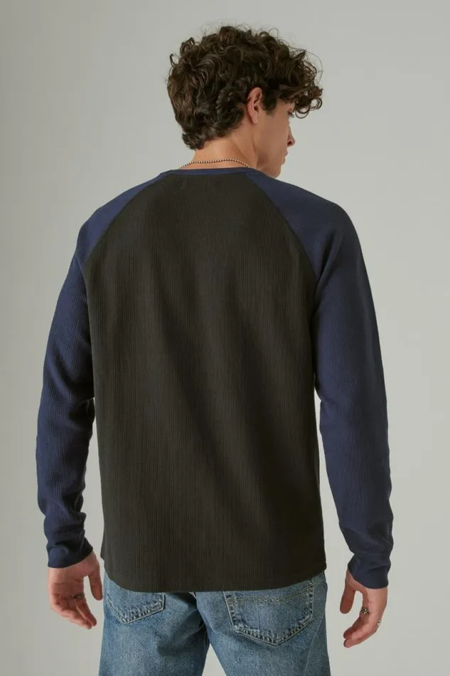 Men Lucky Brand Shirts and Tops French Rib Long Sleeve Crew Navy Multi