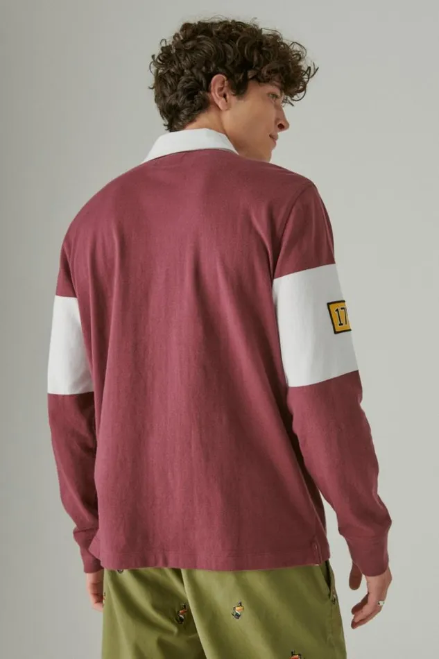 Men Lucky Brand Shirts and Tops Guinness Color Block Rugby Maroon