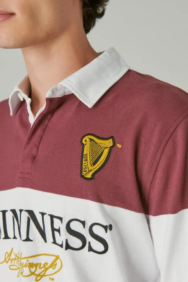 Men Lucky Brand Shirts and Tops Guinness Color Block Rugby Maroon