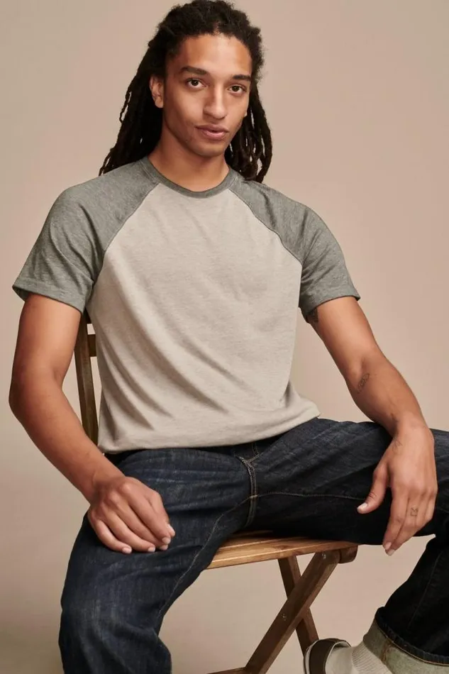 Men Lucky Brand Shirts and Tops Venice Burnout Baseball Crew Black Multi