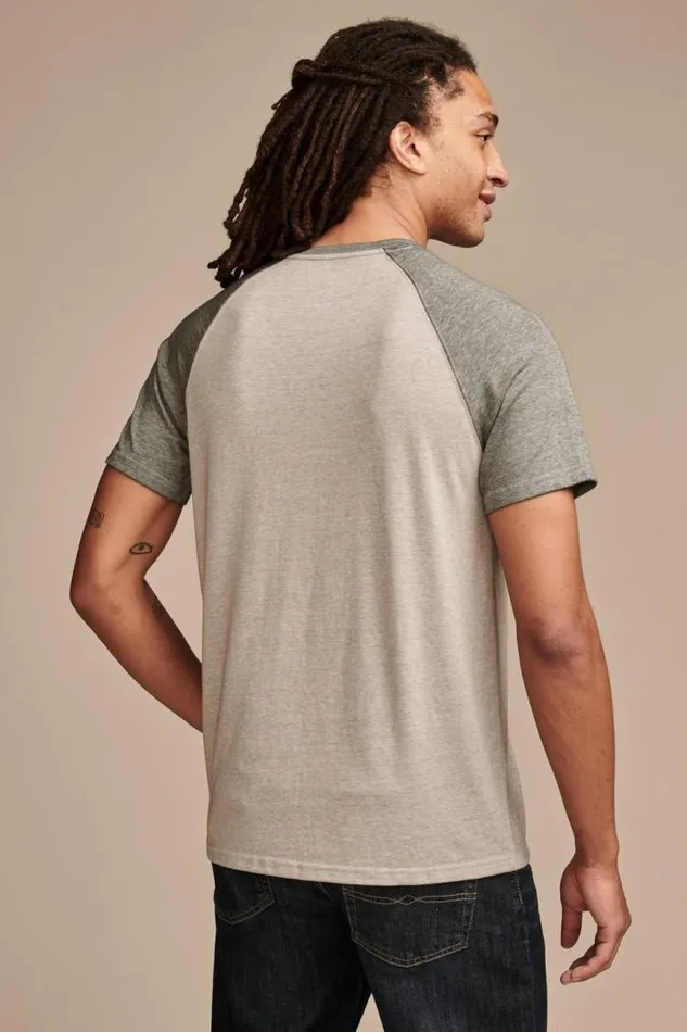 Men Lucky Brand Shirts and Tops Venice Burnout Baseball Crew Black Multi