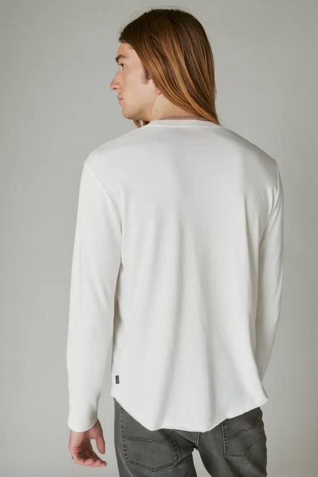 Men Lucky Brand Shirts and Tops Venice Burnout Long Sleeve Crew Neck Marshmallow