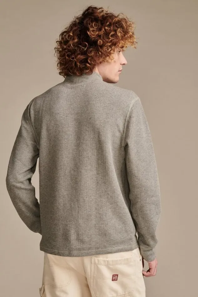 Men Lucky Brand Sweaters French Rib Long Sleeve Mock Neck Heather Grey